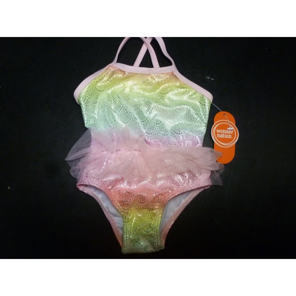 Girls Wonder Nation Pink Tu Tu Swimsuit 12M UPF 50+